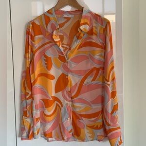 Mango Orange and Pink Patterned Blouse